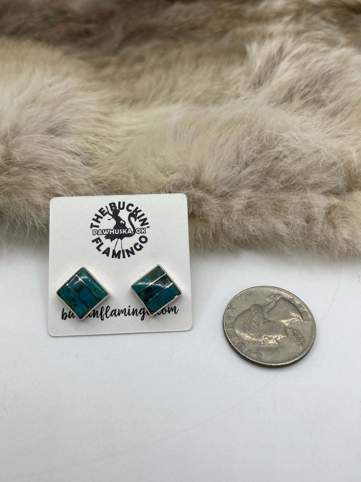 18" 5.9mm Bail Turquoise Inlay Earring & Necklace Set by Michelle Haloo, Zuni