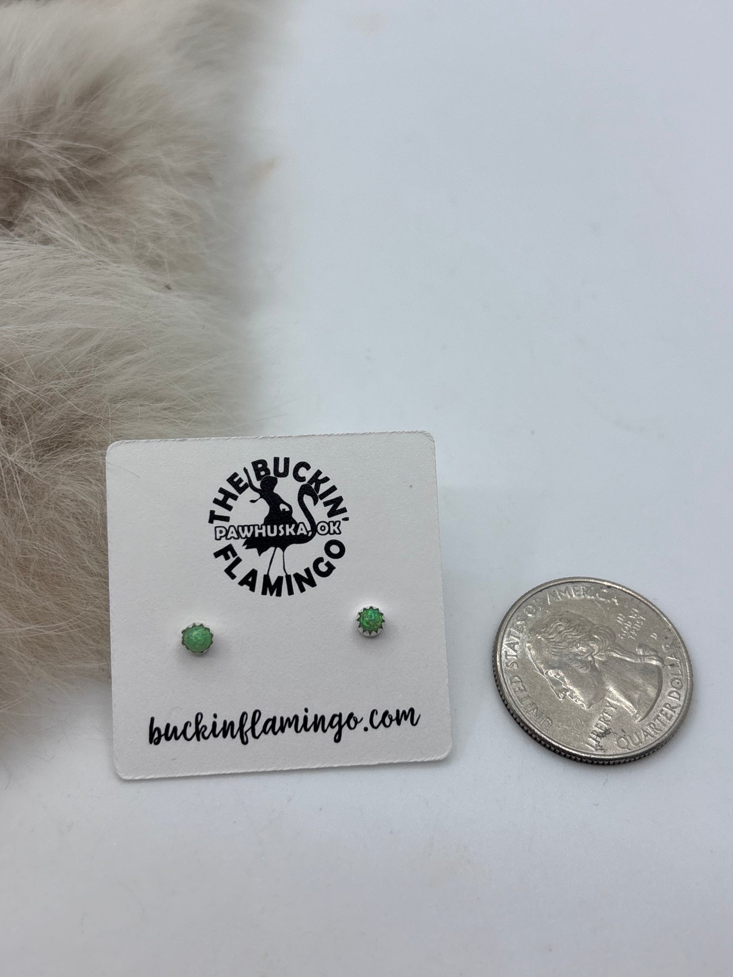 Tiny Green Opal Post Earrings