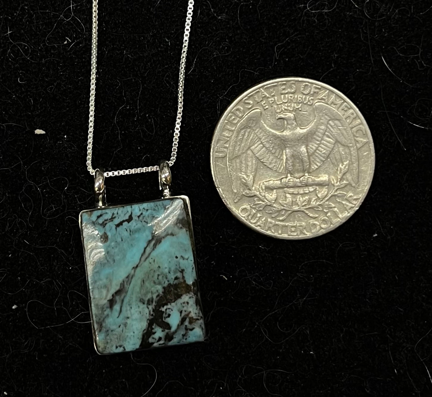 18" Kingman Turquoise Rectangle Necklace by Gilbert Smith, Navajo