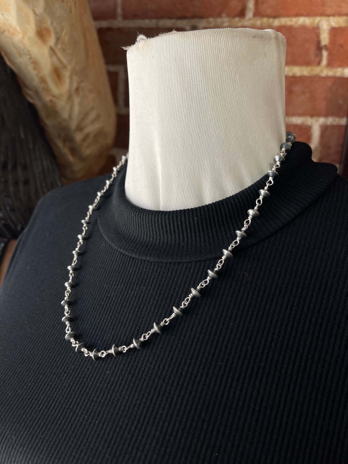 18" 6mm Rosary Style Handmade Navajo Pearl Necklace