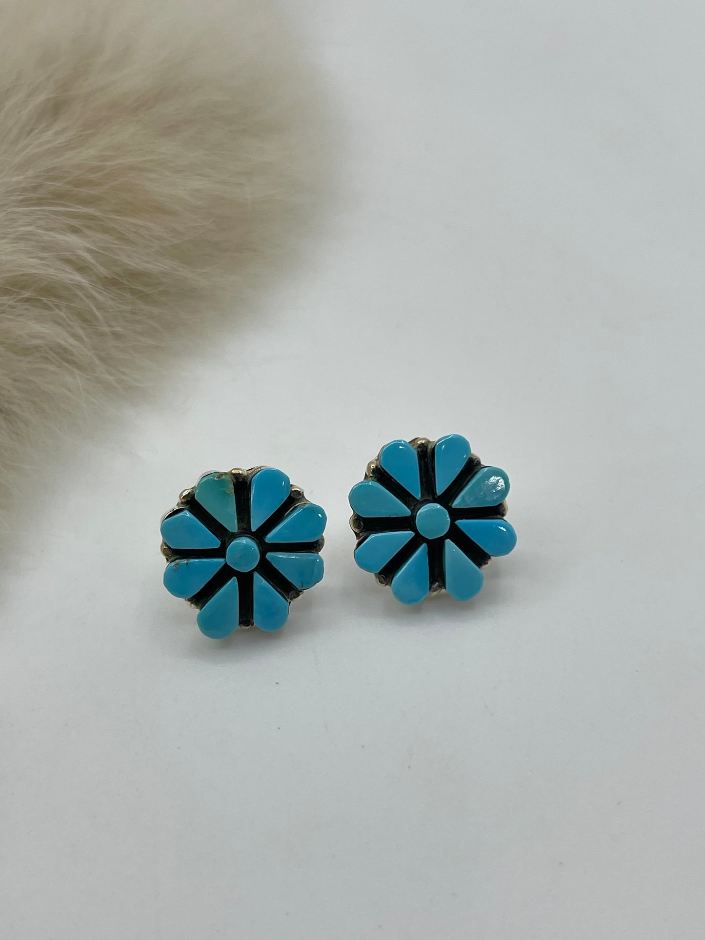 Turquoise Cluster Post Earrings by Arlo & Rose Kanteena, Zuni