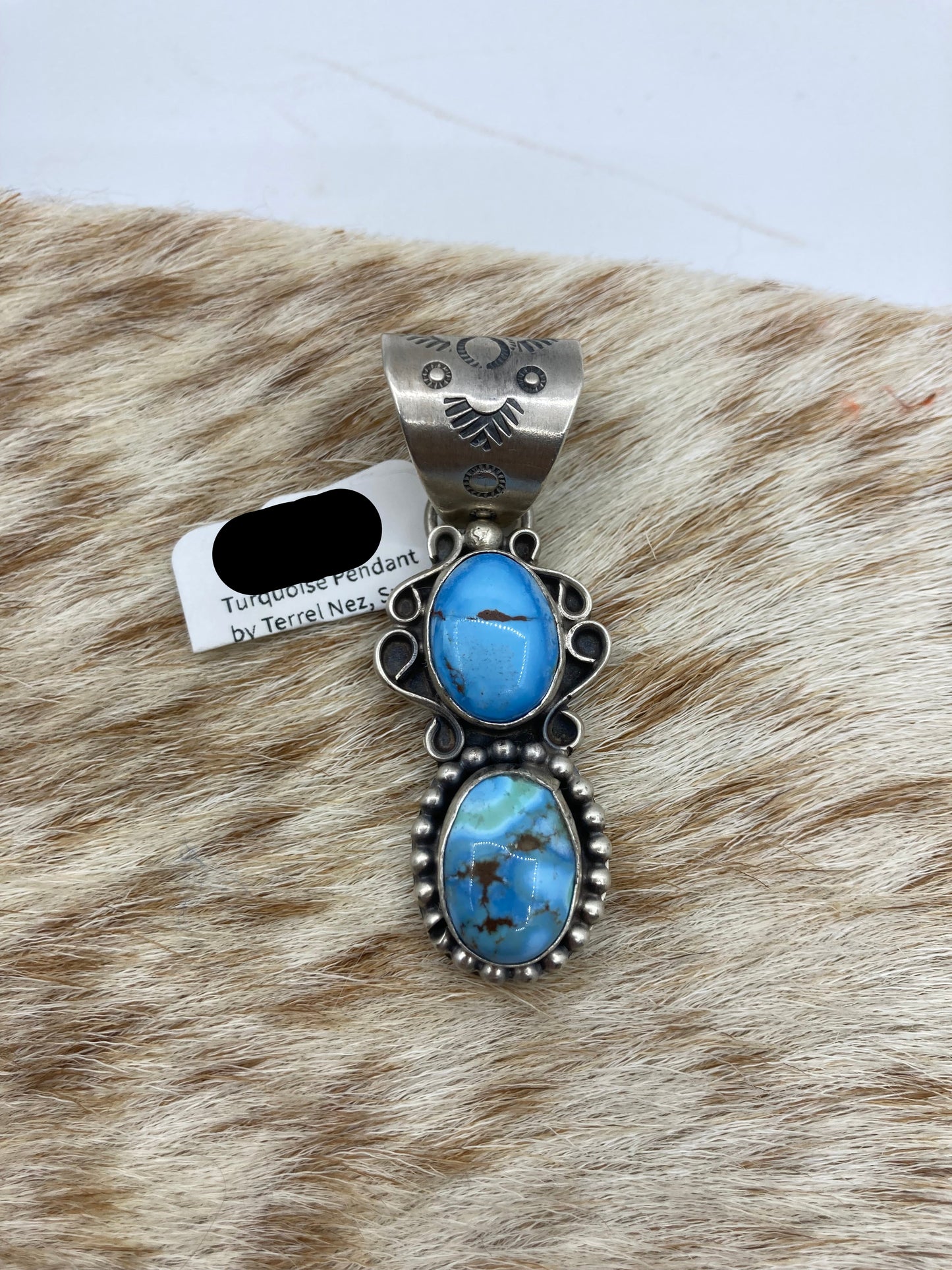 Golden Hills Turquoise Pendant by Terrel Nez, Sr. Navajo (13mm Bale)