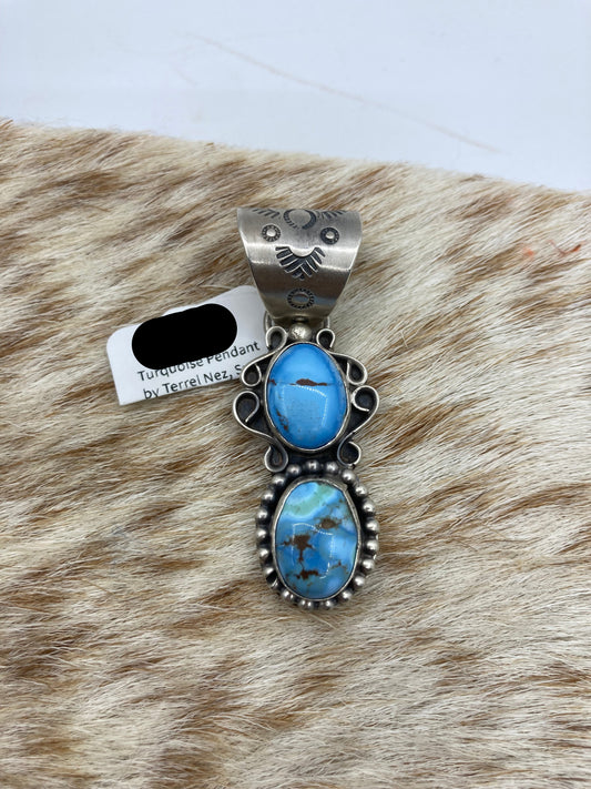 Golden Hills Turquoise Pendant by Terrel Nez, Sr. Navajo (13mm Bale)