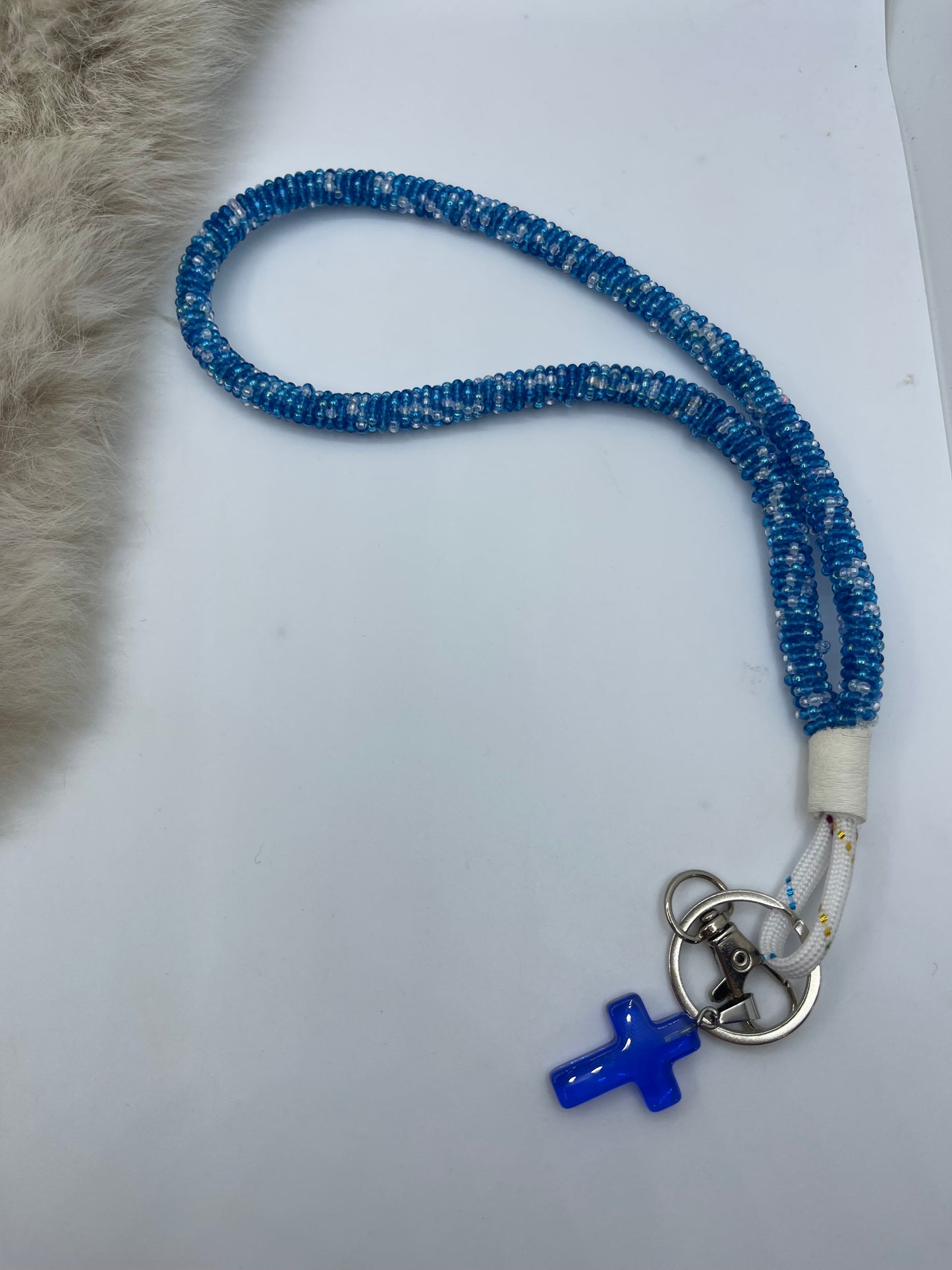 Blue Beaded Key Chain by Lillian & Vernon Steele, Apache
