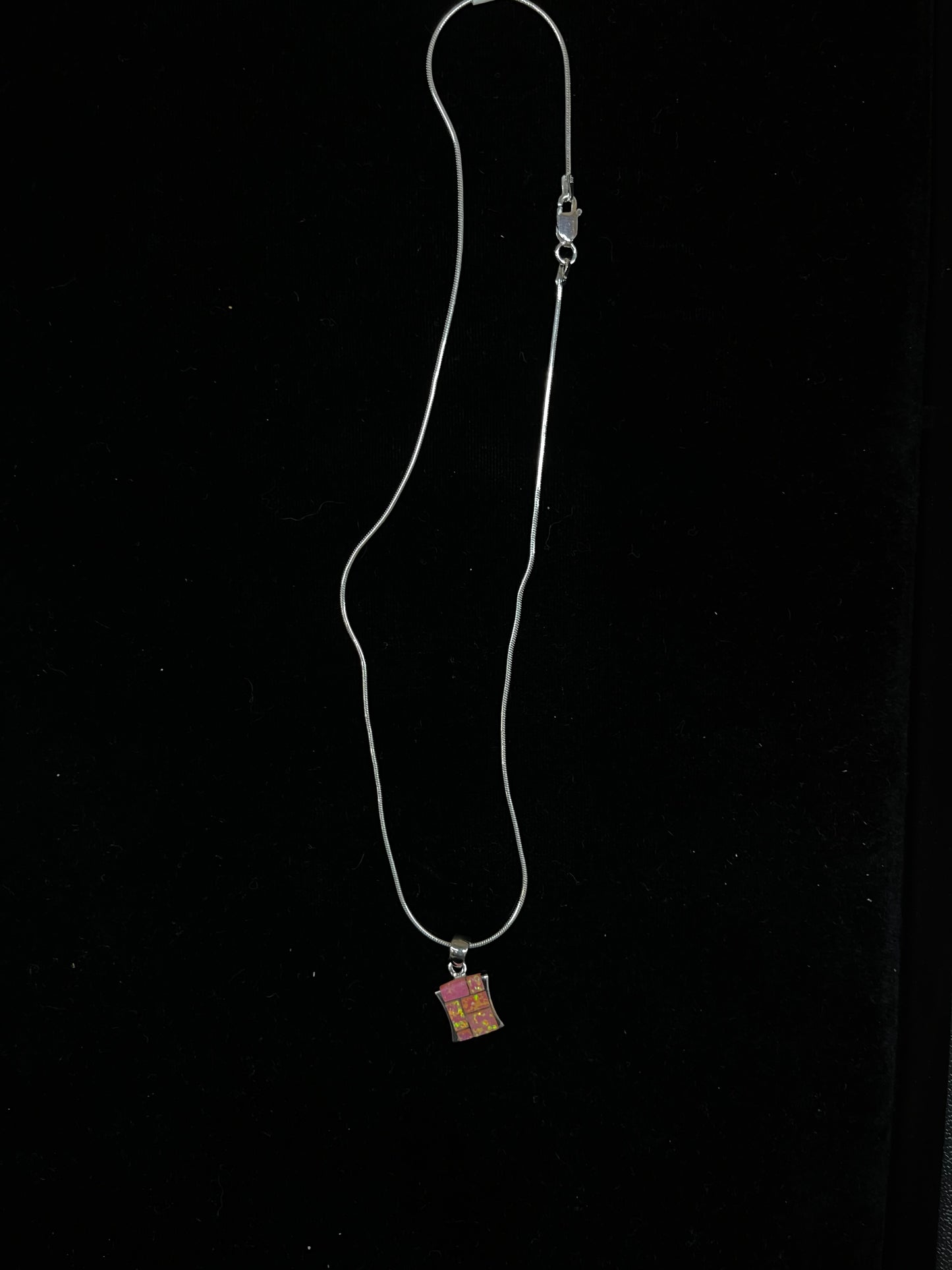 16" Pink Opal Inlay Necklace with a 4mm Bale