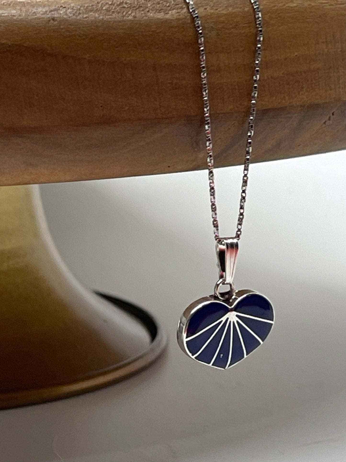 16" Lapis Inlay Heart Necklace by Zuni