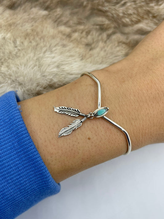 5.75”-7.25” Chevron with Turquoise & Feathers Cuff