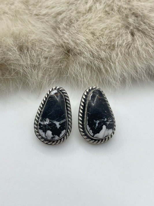 White Buffalo Post Earring by Paul Largo, Navajo