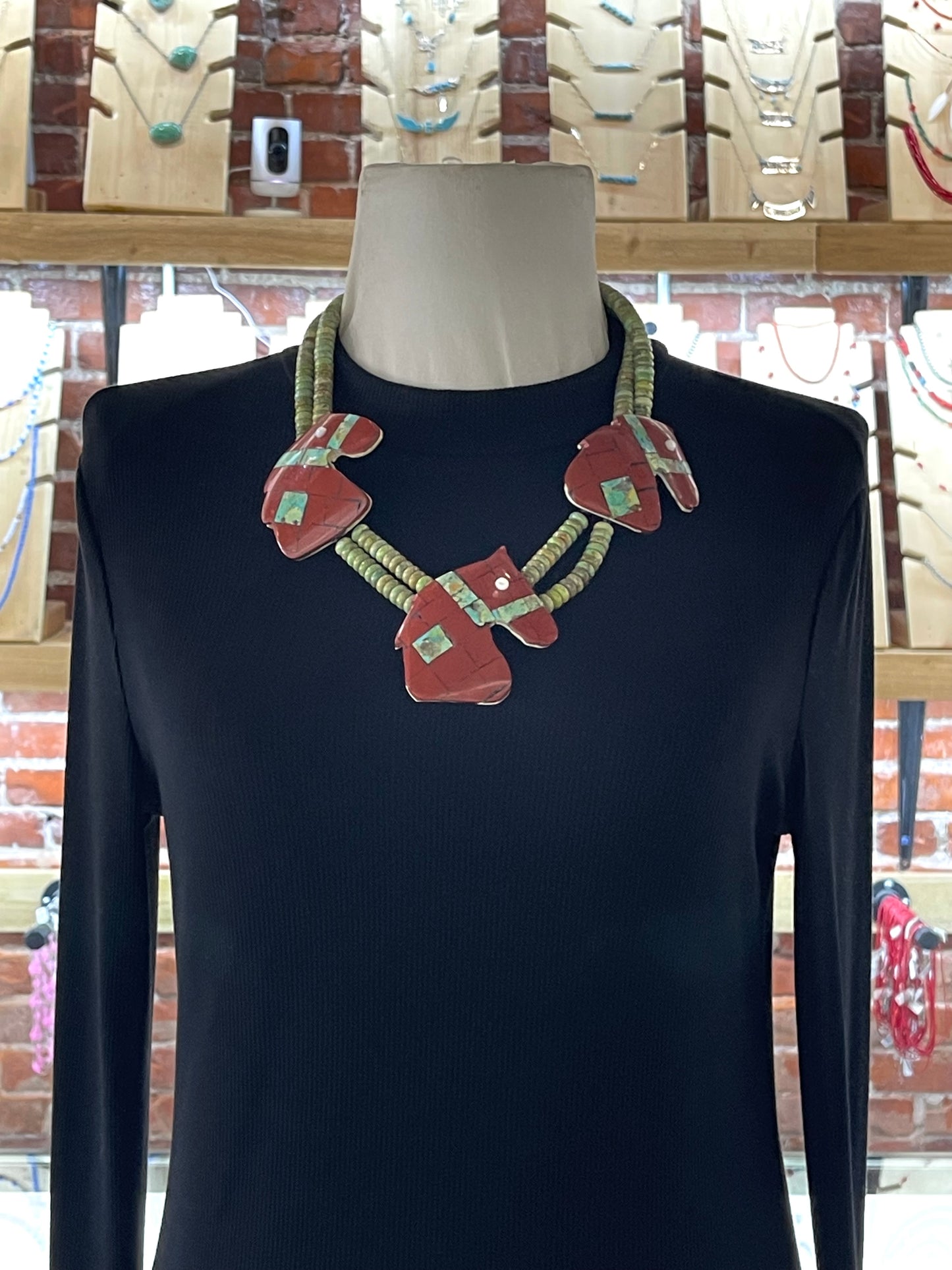 22" Emerald Valley Turquoise & Pipestem Horse Necklace