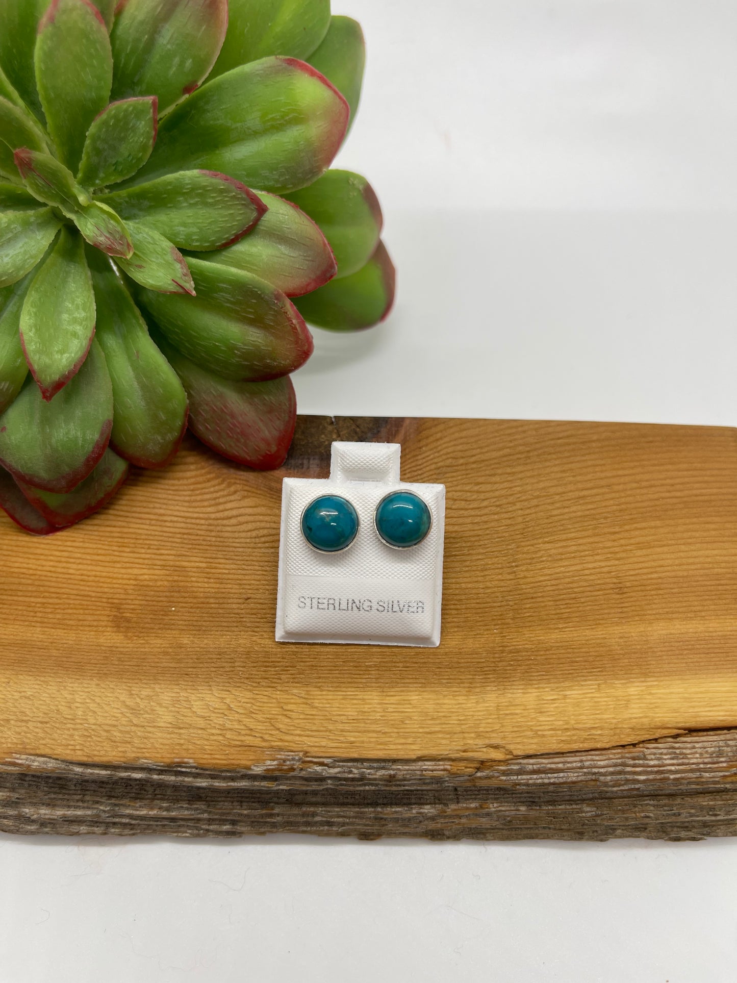 9 mm Turquoise Round Post Earrings