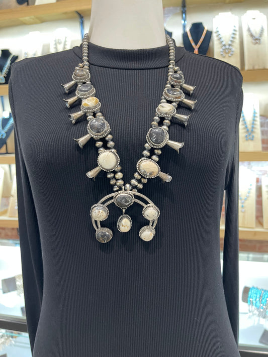 8mm 27" White Buffalo Squash Necklace