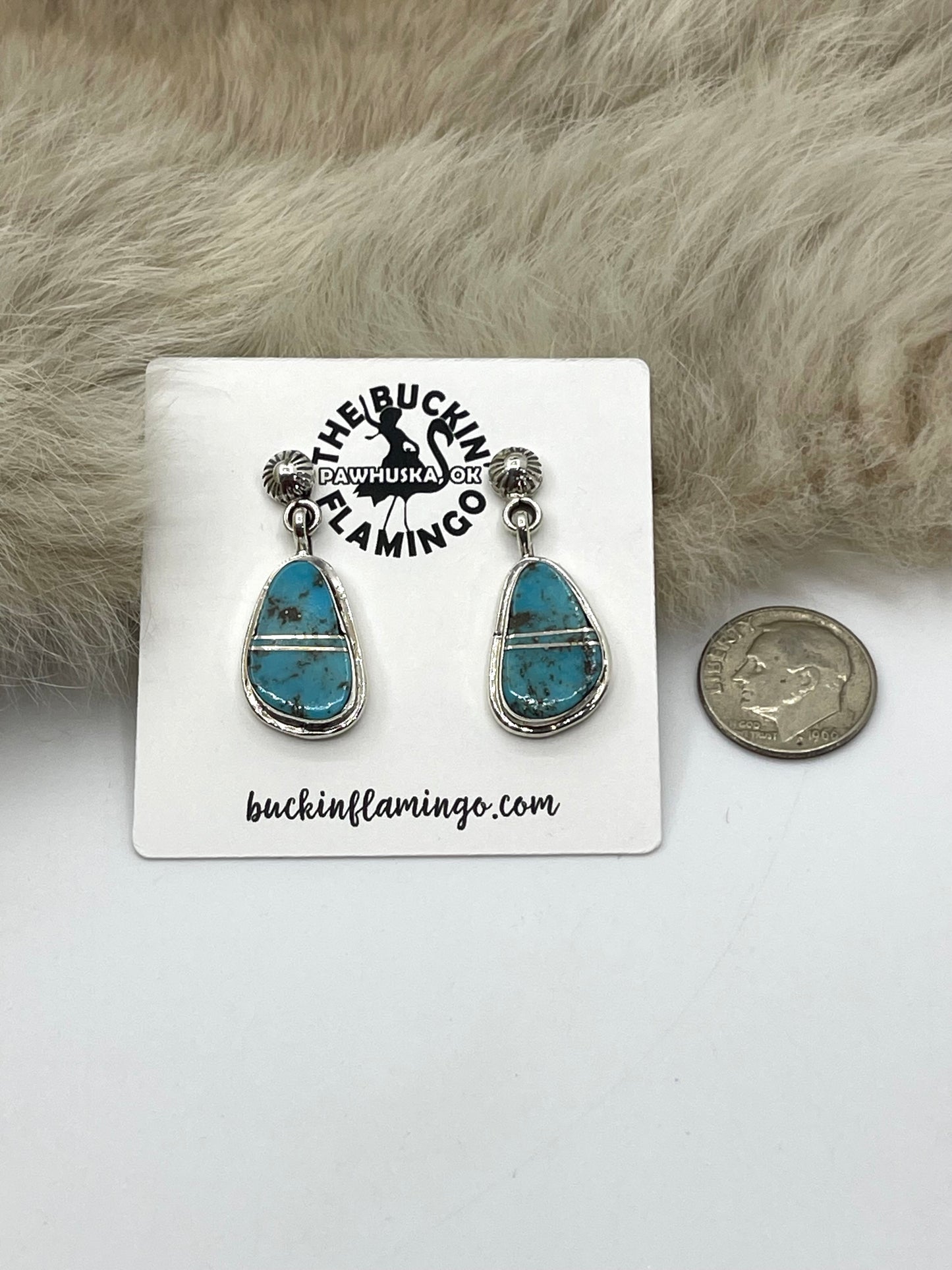 Turquoise Earrings by James Manygoats, Navajo