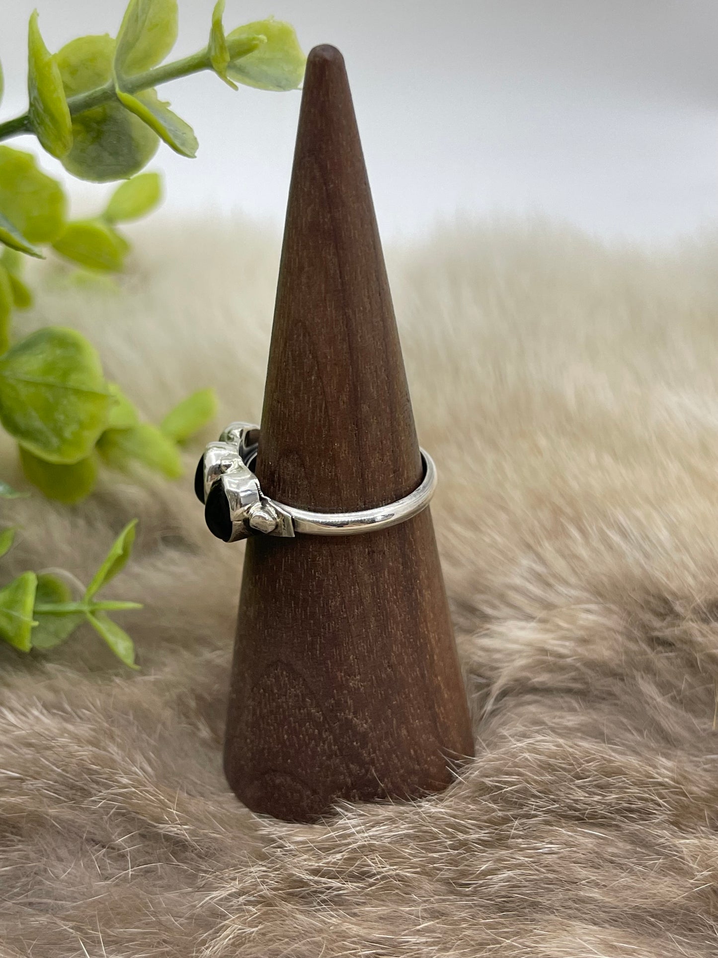 8.5 3 Stone Onyx Ring by Harris Largo, Navajo