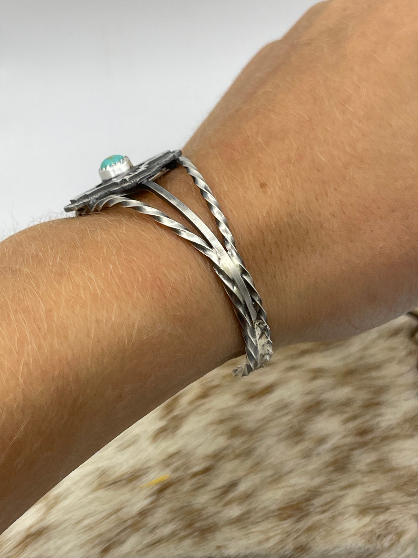 5 3/4”-7 3/4” Turquoise Zia Symbol Cuff by Robert Martinez, Navajo