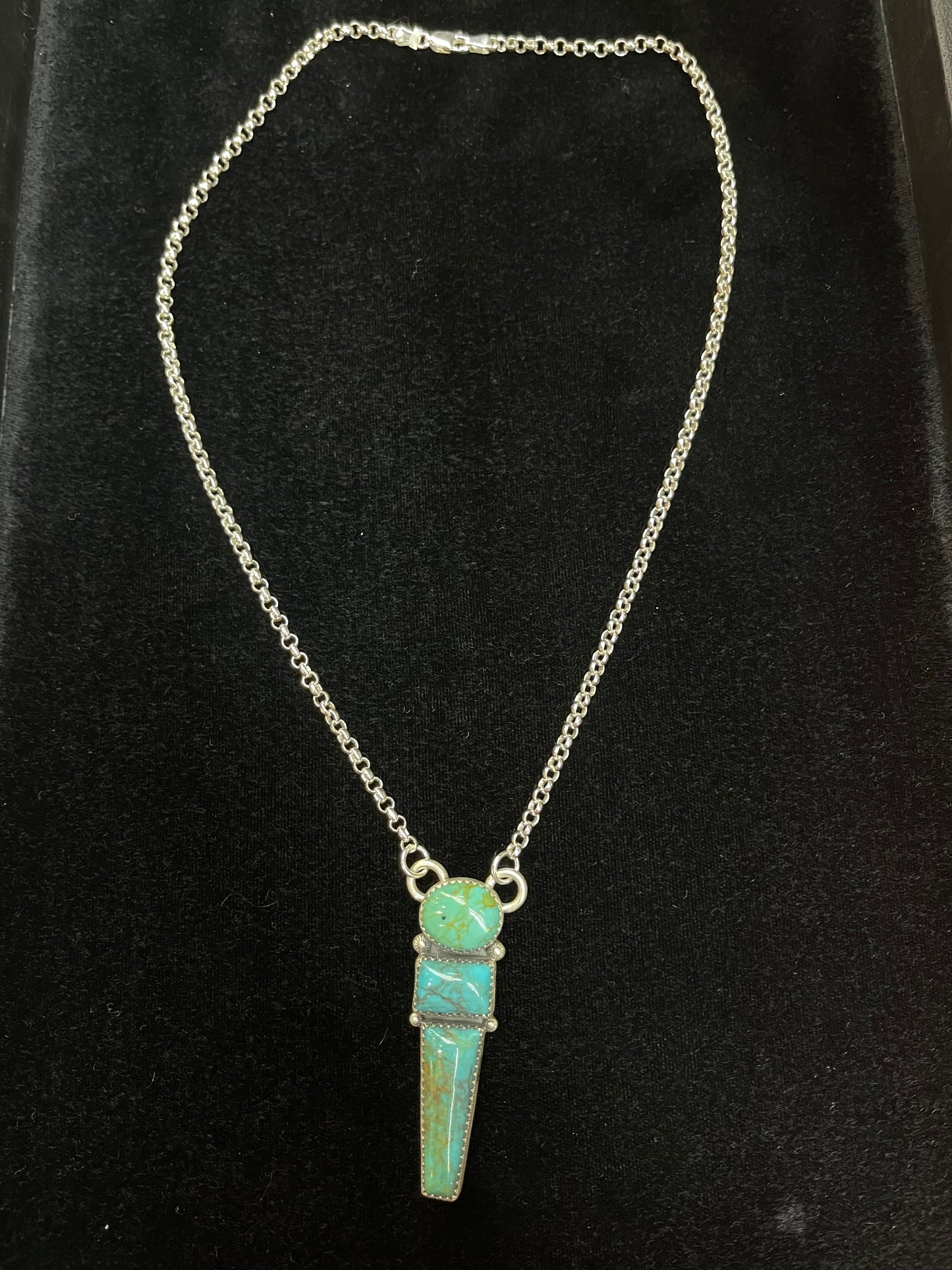 18" Three Stone Kingman Turquoise Necklace