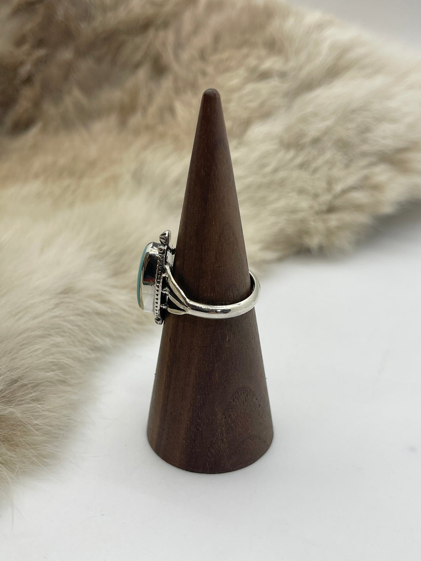 6.0 Turquoise Oval Ring by Judy Largo, Navajo