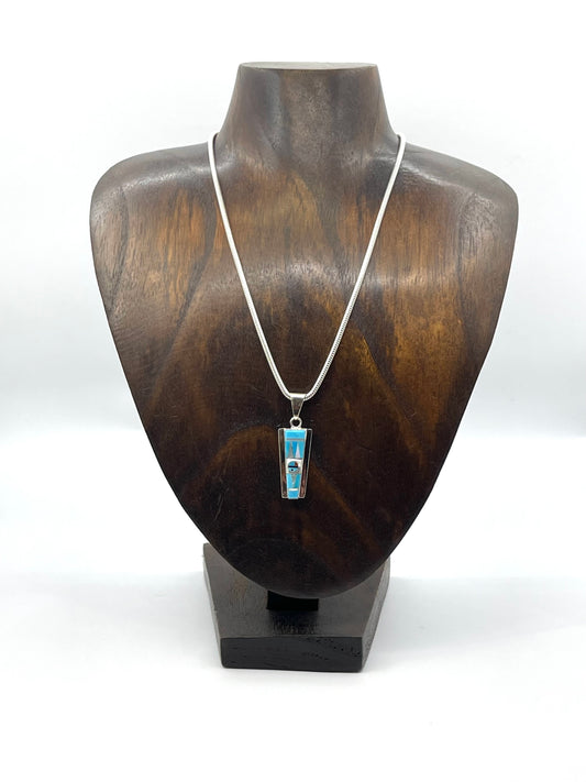 16" Necklace Inlay Sunface Pendant 4.3mm Bail by Patty Edaakie, Zuni