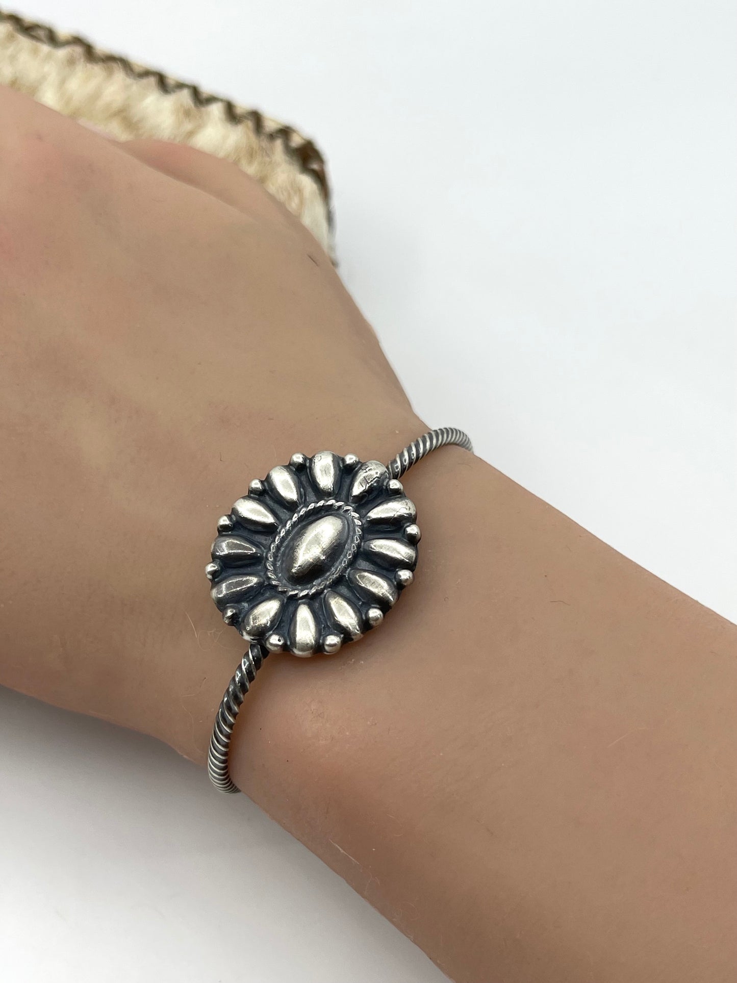 5.5"-7.25" Silver Concho Cuff by Jimson Belin, Navajo
