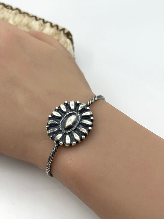 5.5"-7.25" Silver Concho Cuff by Jimson Belin, Navajo