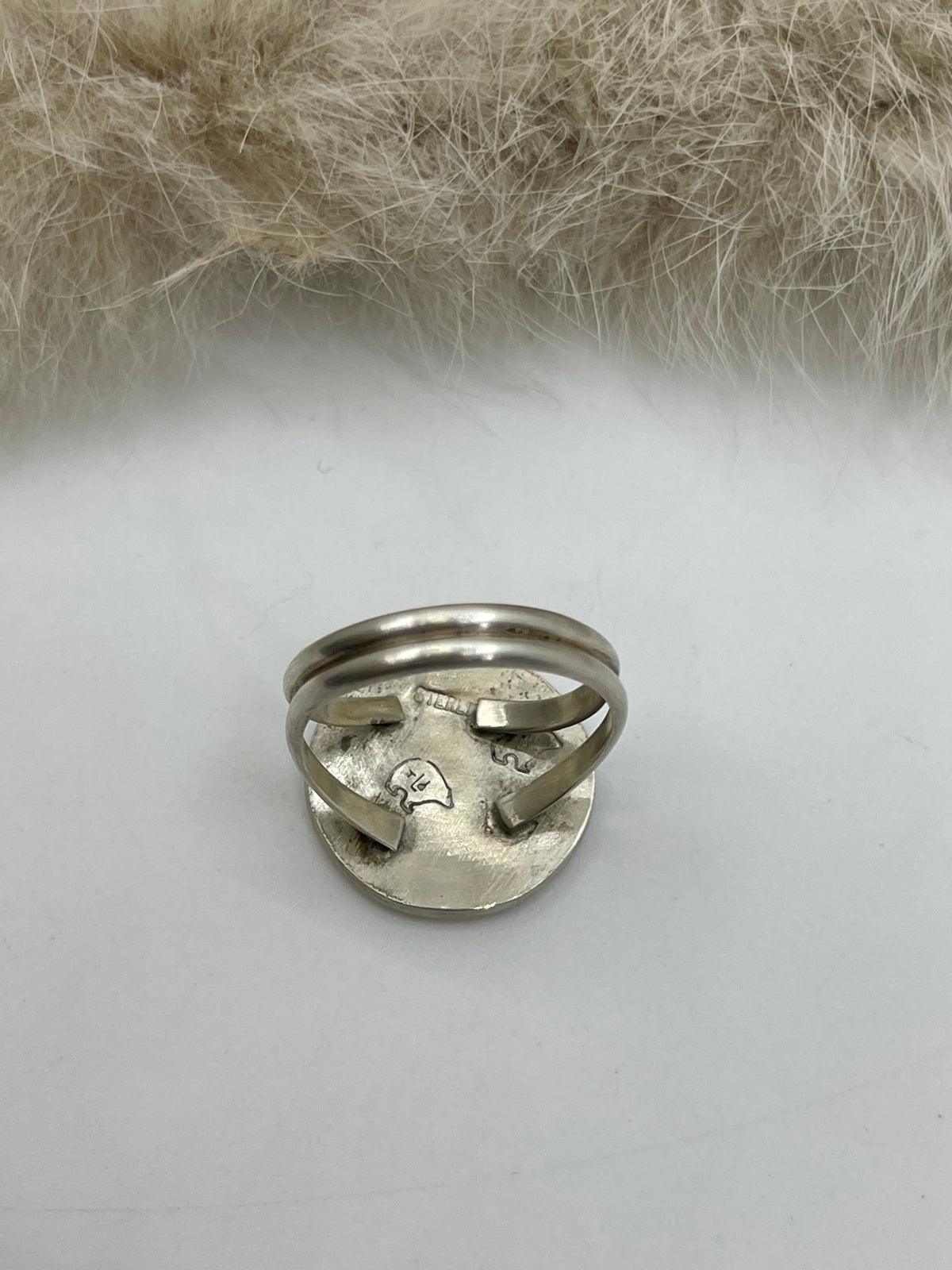 8.5 Silver Overlay Ring by Trinidad Lucas, Hopi