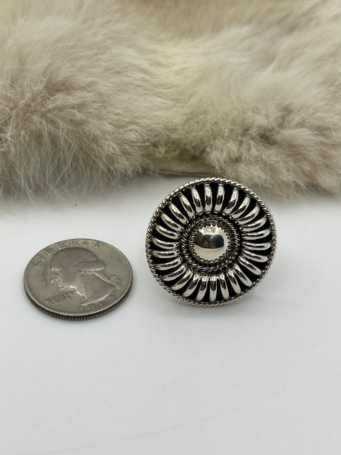 6.0 Ribbed Melon Style Ring by Thomas Charley, Navajo
