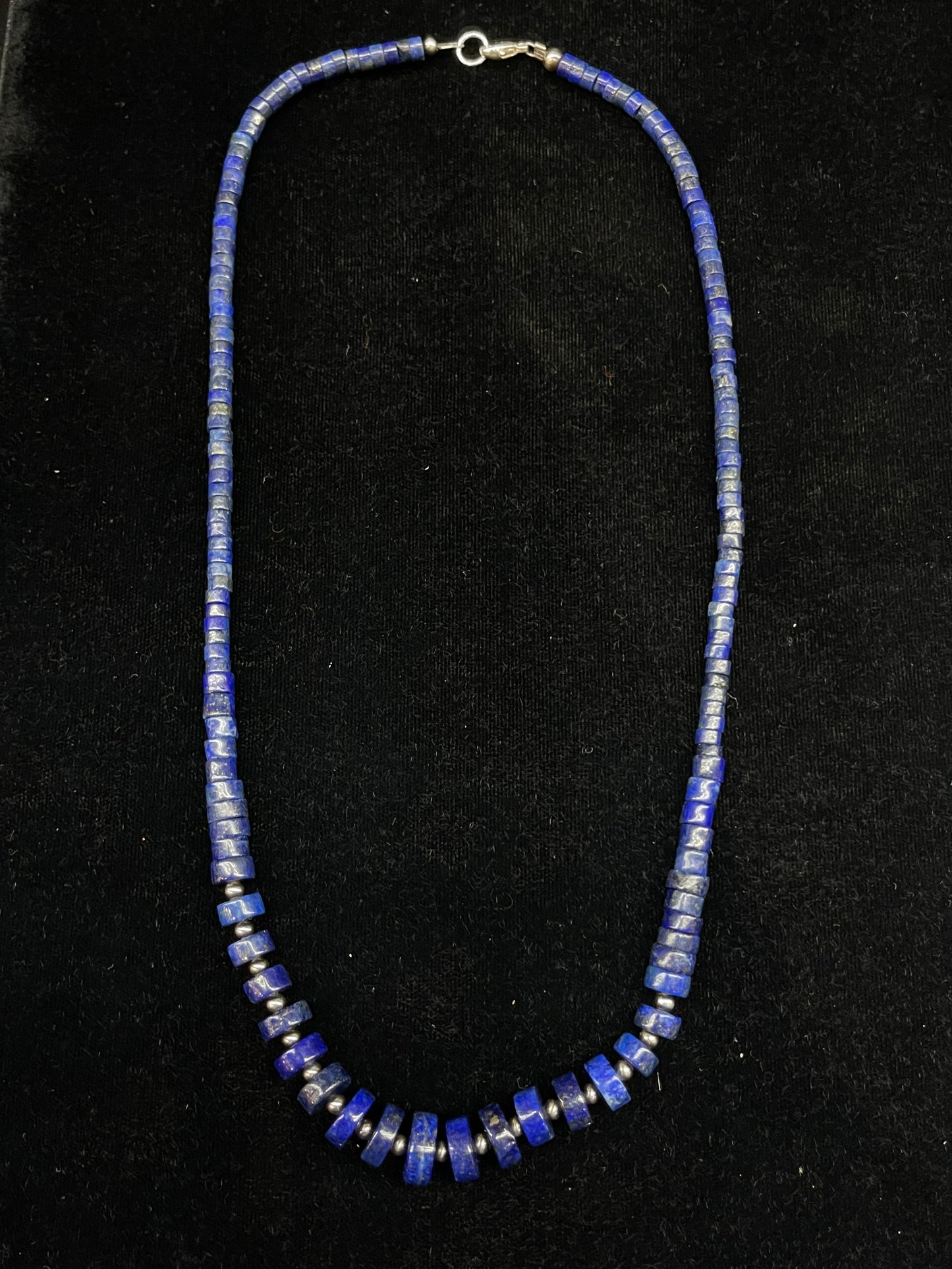 18" Graduated Lapis Heishi Bead Necklace
