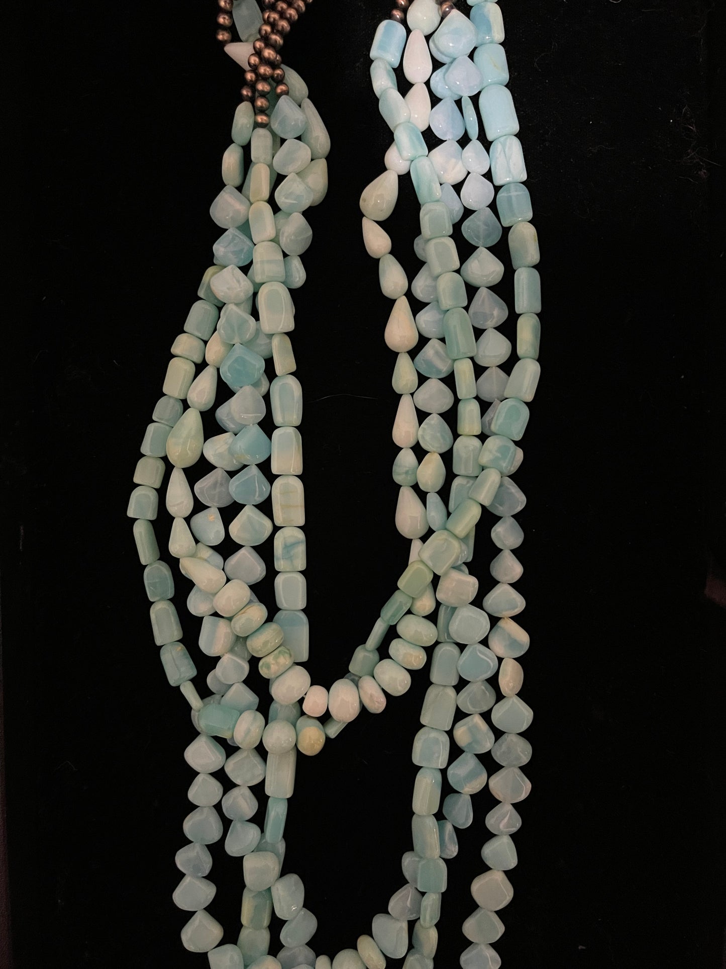 20"-30" 5 Strand Peruvian Opal Necklace with 4mm Navajo Pearls
