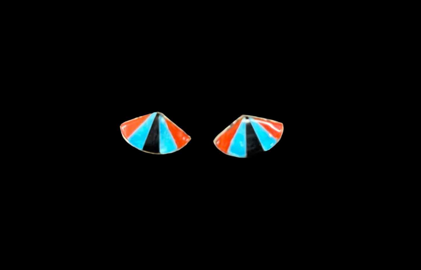 Inlay Fan Post Earrings, Zuni Made