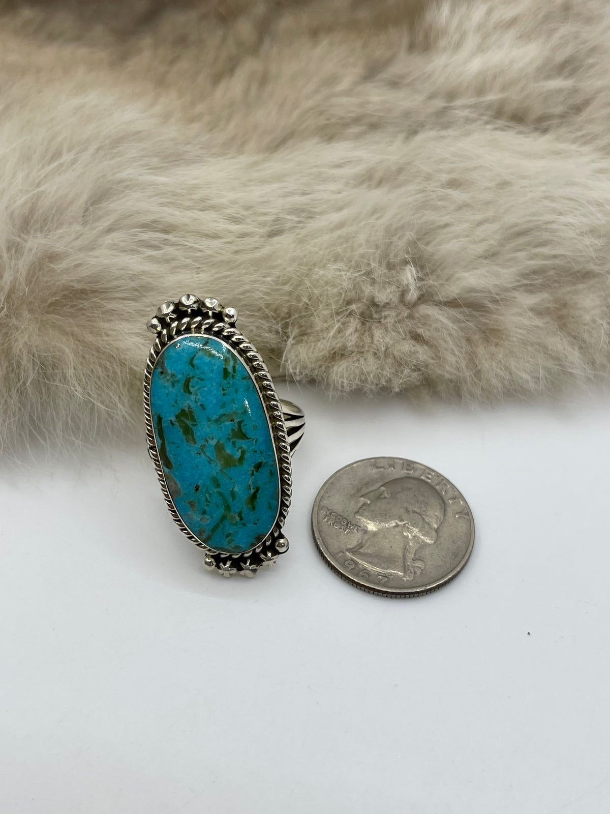 9.0 King Turquoise Ring by Michael Yazzie, Navajo