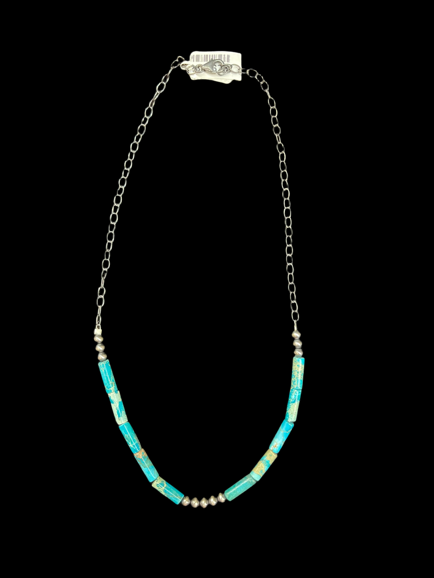 18" Turquoise Barrel and 4mm Navajo Pearls