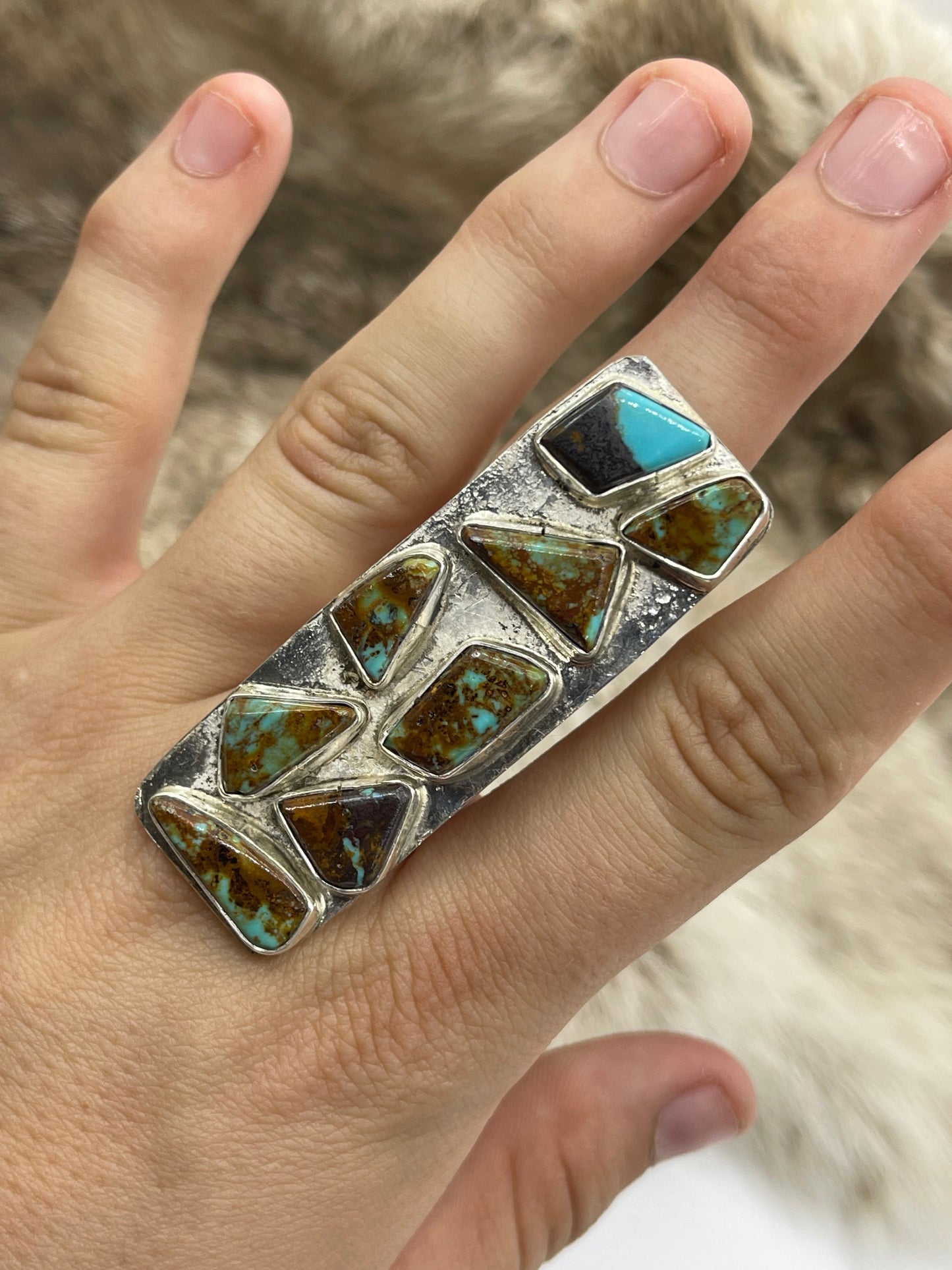 8 Stone #8 Turquoise Adjustable 6.0-9.0 Ring by Jude Candelaria, Zuni