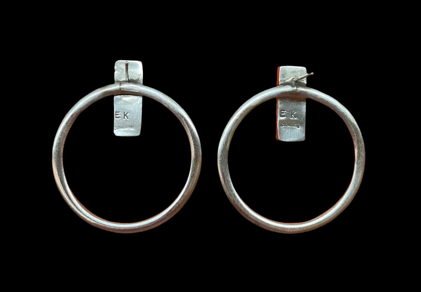 Kingman Turquoise Bar with Sterling Silver Hoops by Elouise Kee, Navajo