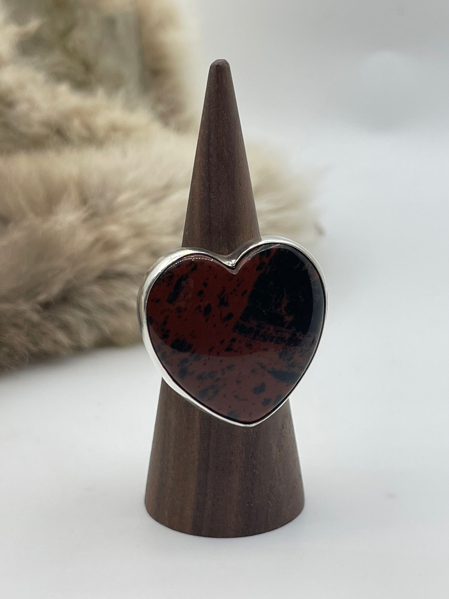9.0 Mahogany Jasper Ring by Lawrence Willie, Navajo