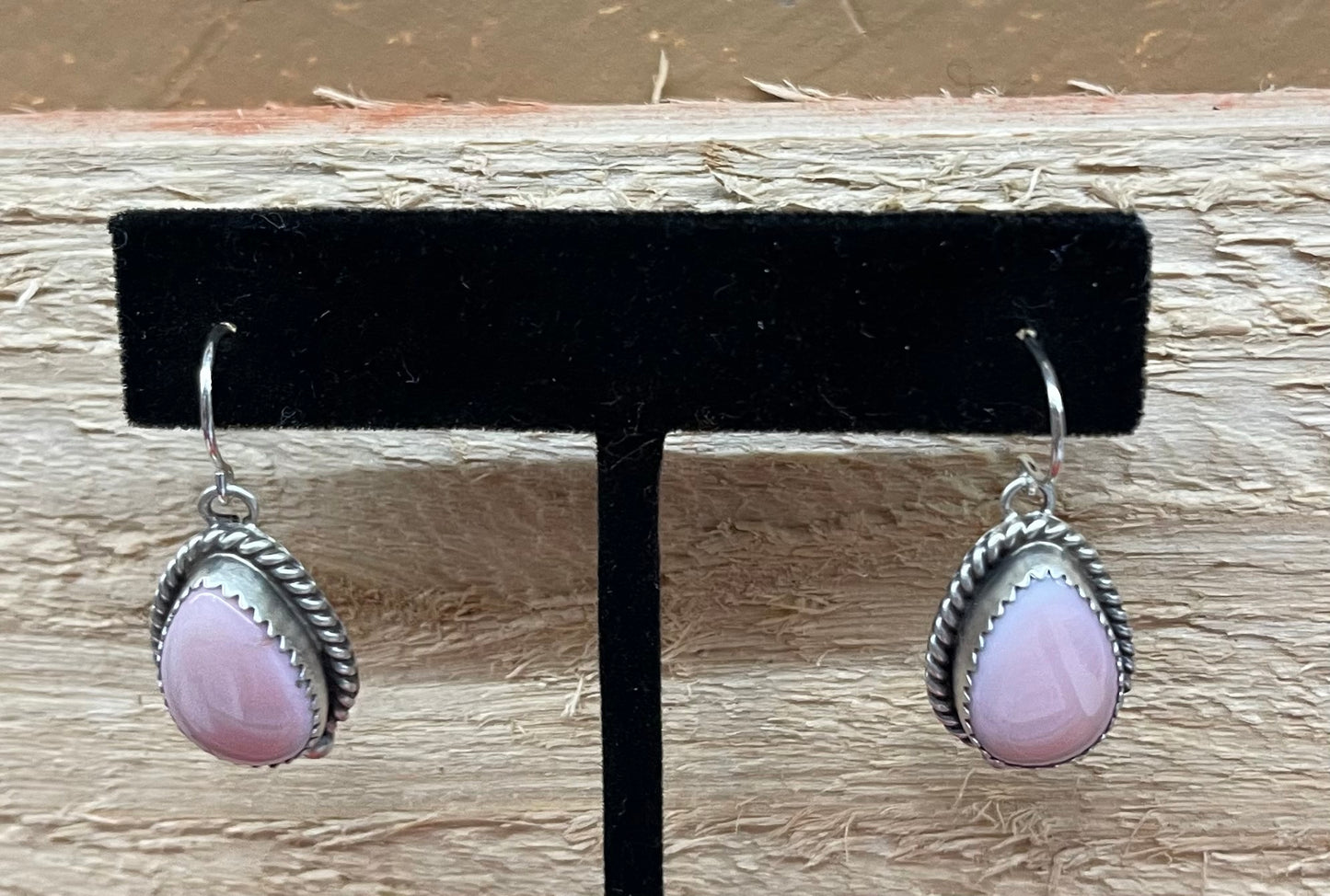 Pink Conch Shell Dangle Earrings by Freda Martinez, Navajo