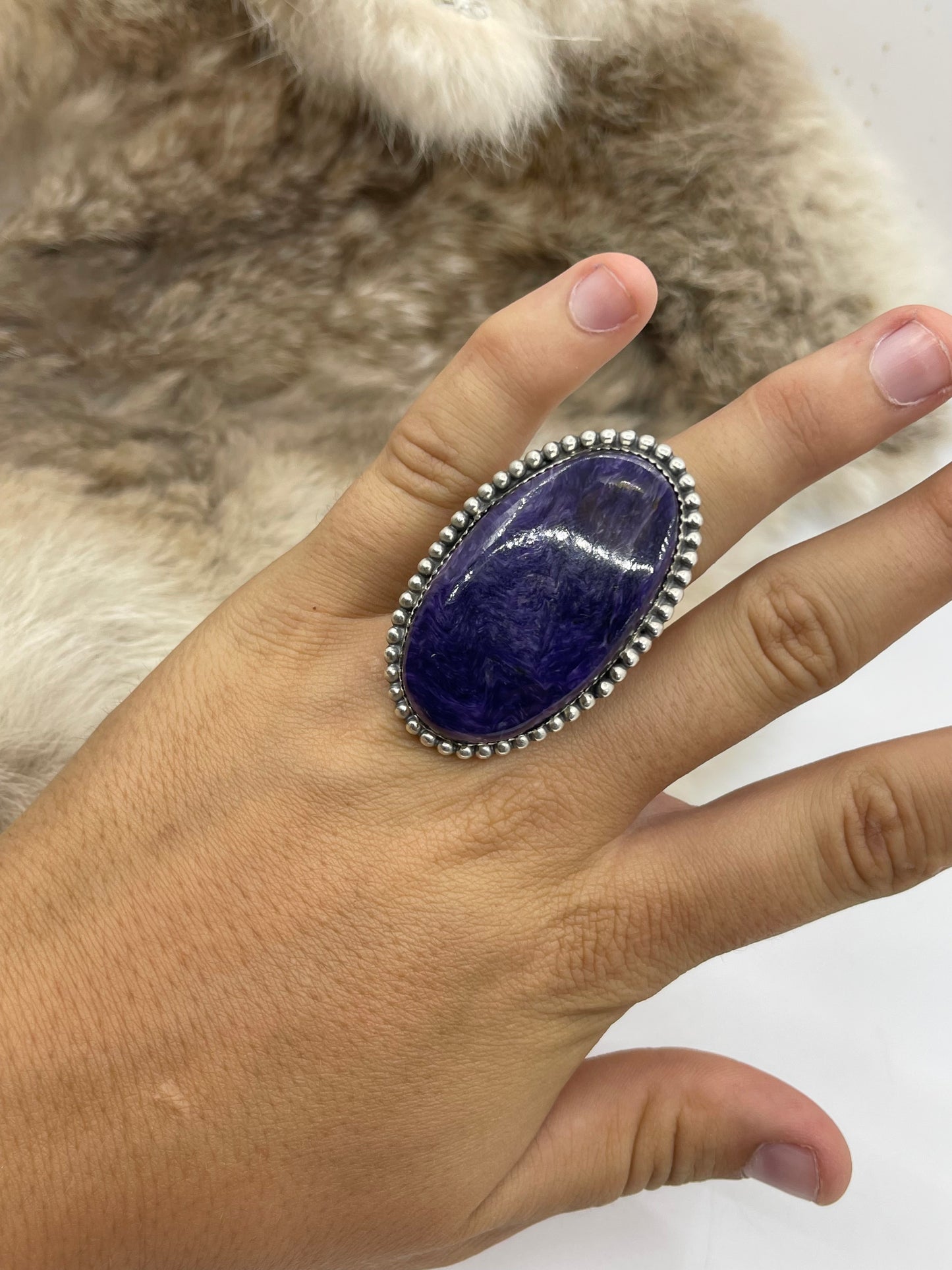 Adjustable 6.0-11.0 Charoite Ring