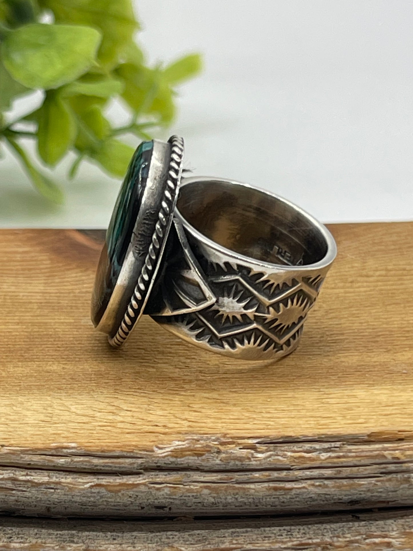 7.5 Black Buffalo Ring by Sunshine Reeves, Navajo