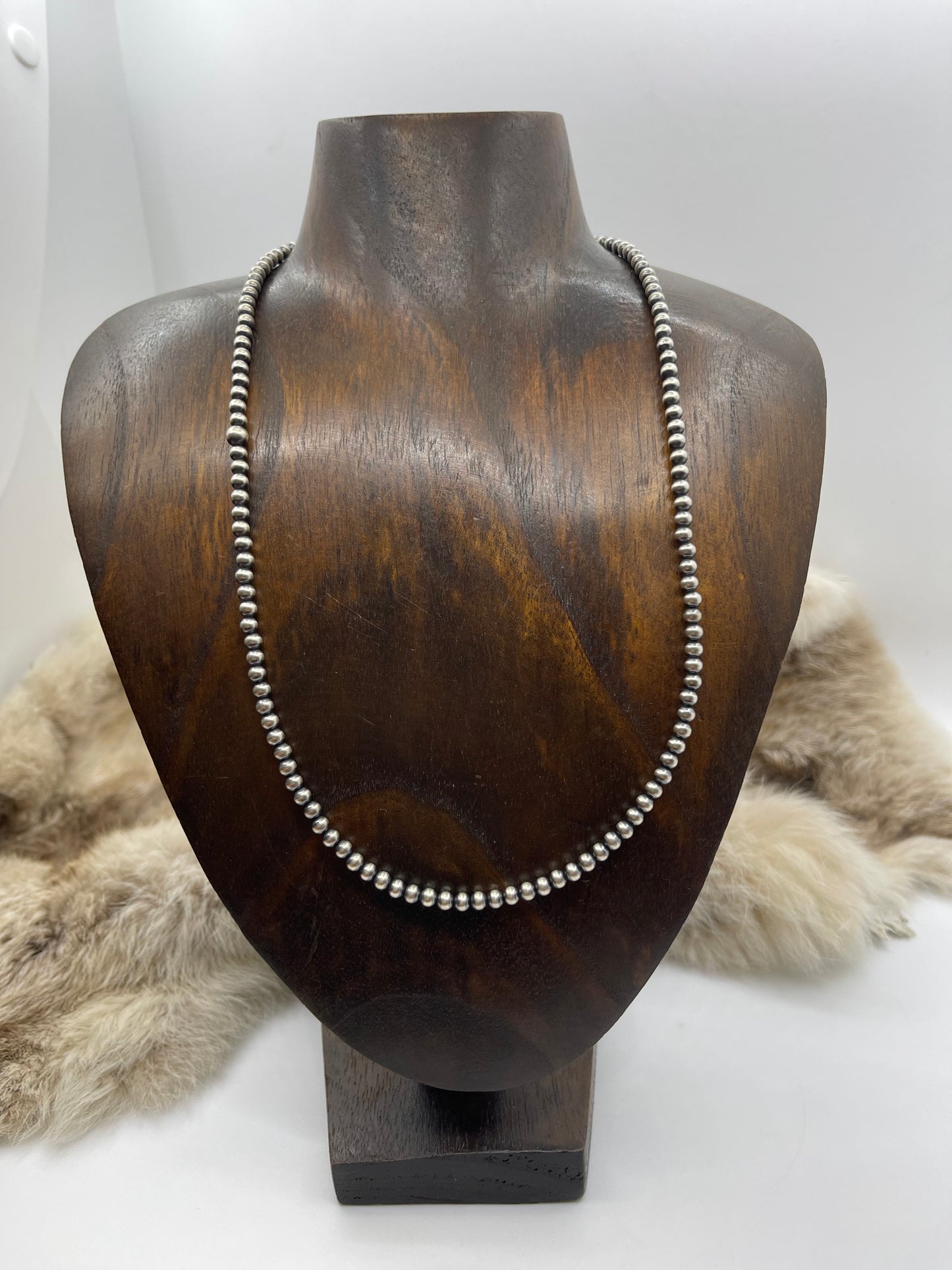 20” 4mm Navajo Style Pearls Strung by Louise Joe, Navajo