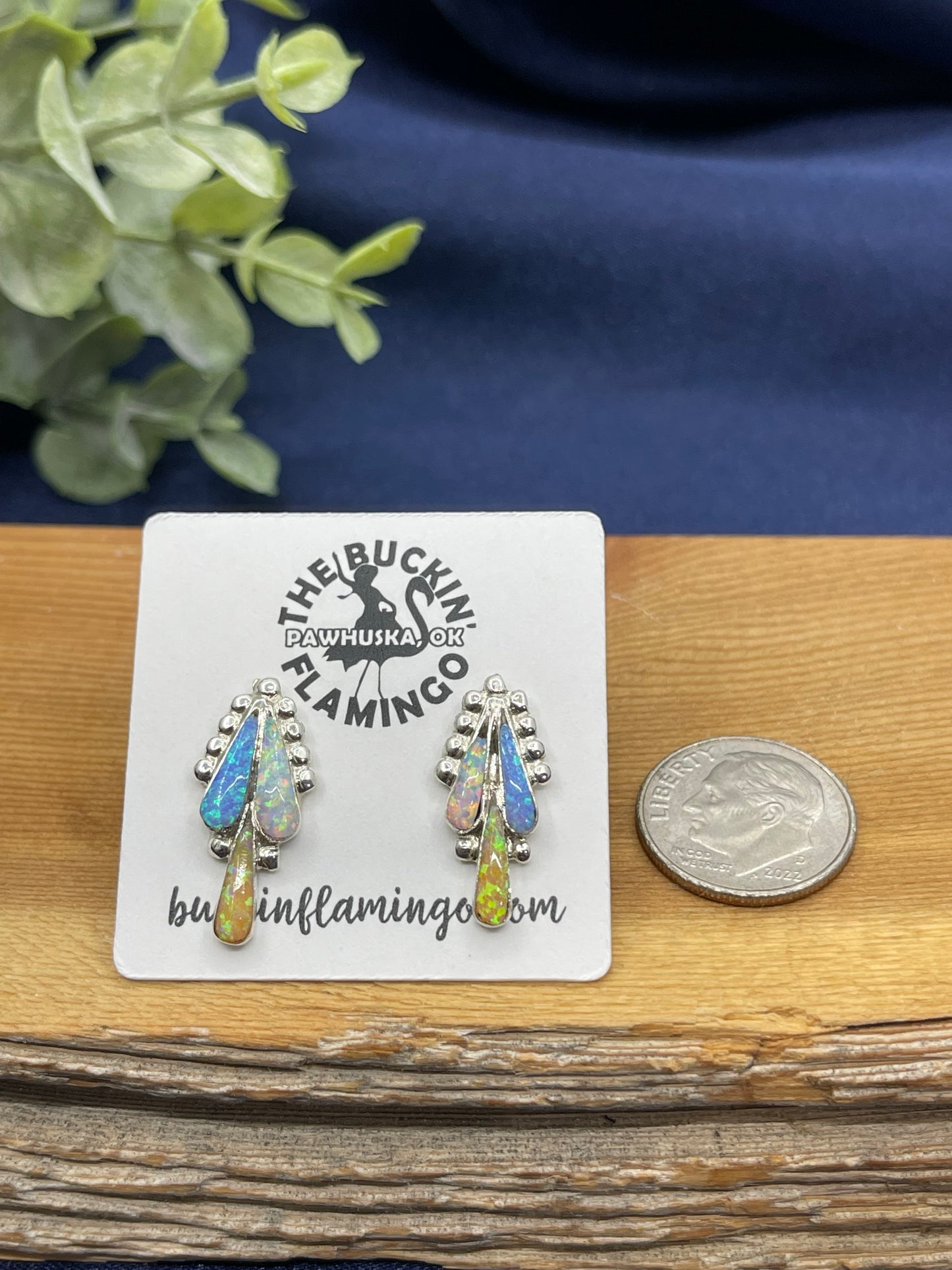 Opal Inlay Post Earrings