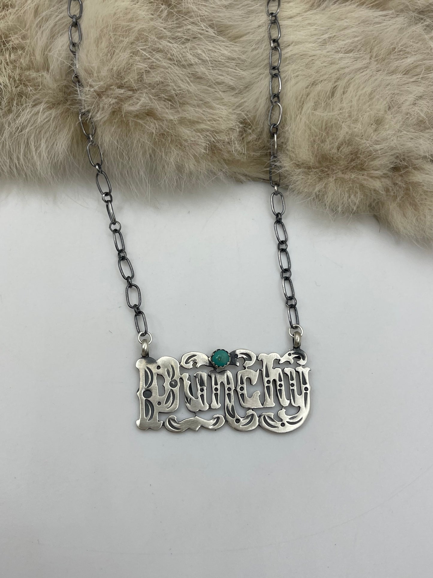18" “Punchy” Necklace with Turquoise by Jerome Lee, Navajo