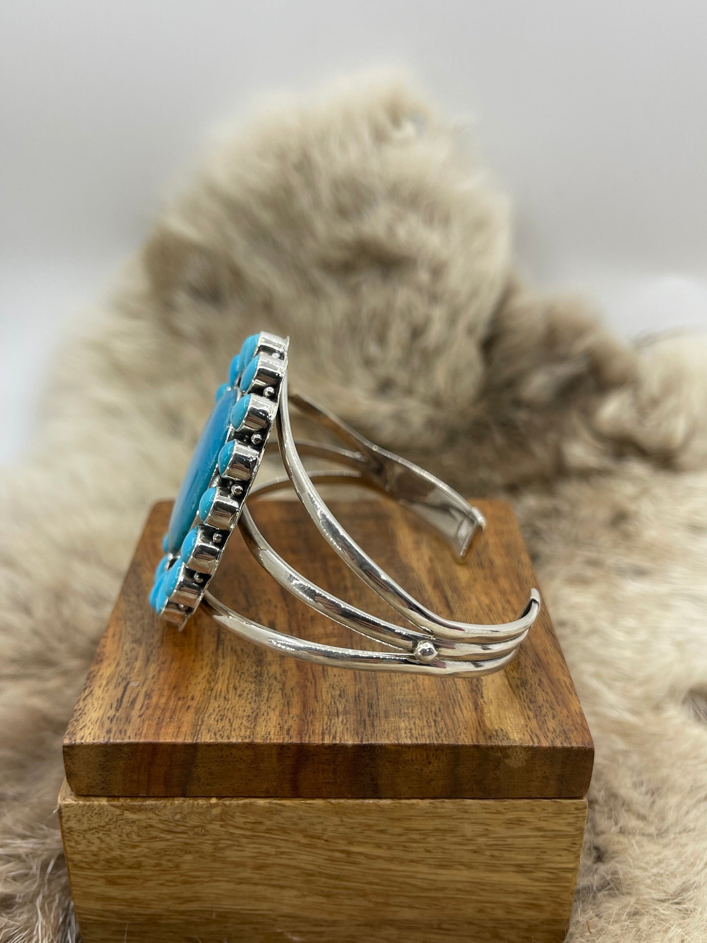 6" - 8" Kingman Turquoise Cluster Cuff