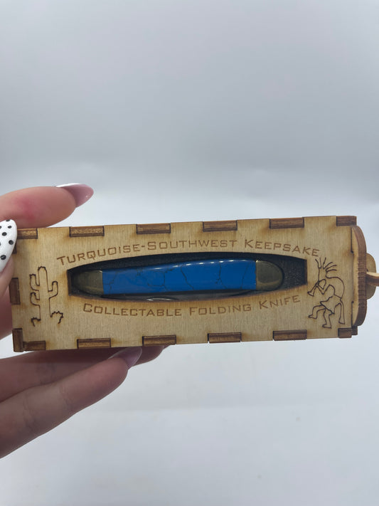 Turquoise Southwest Keepsake Collectable Folding Knife