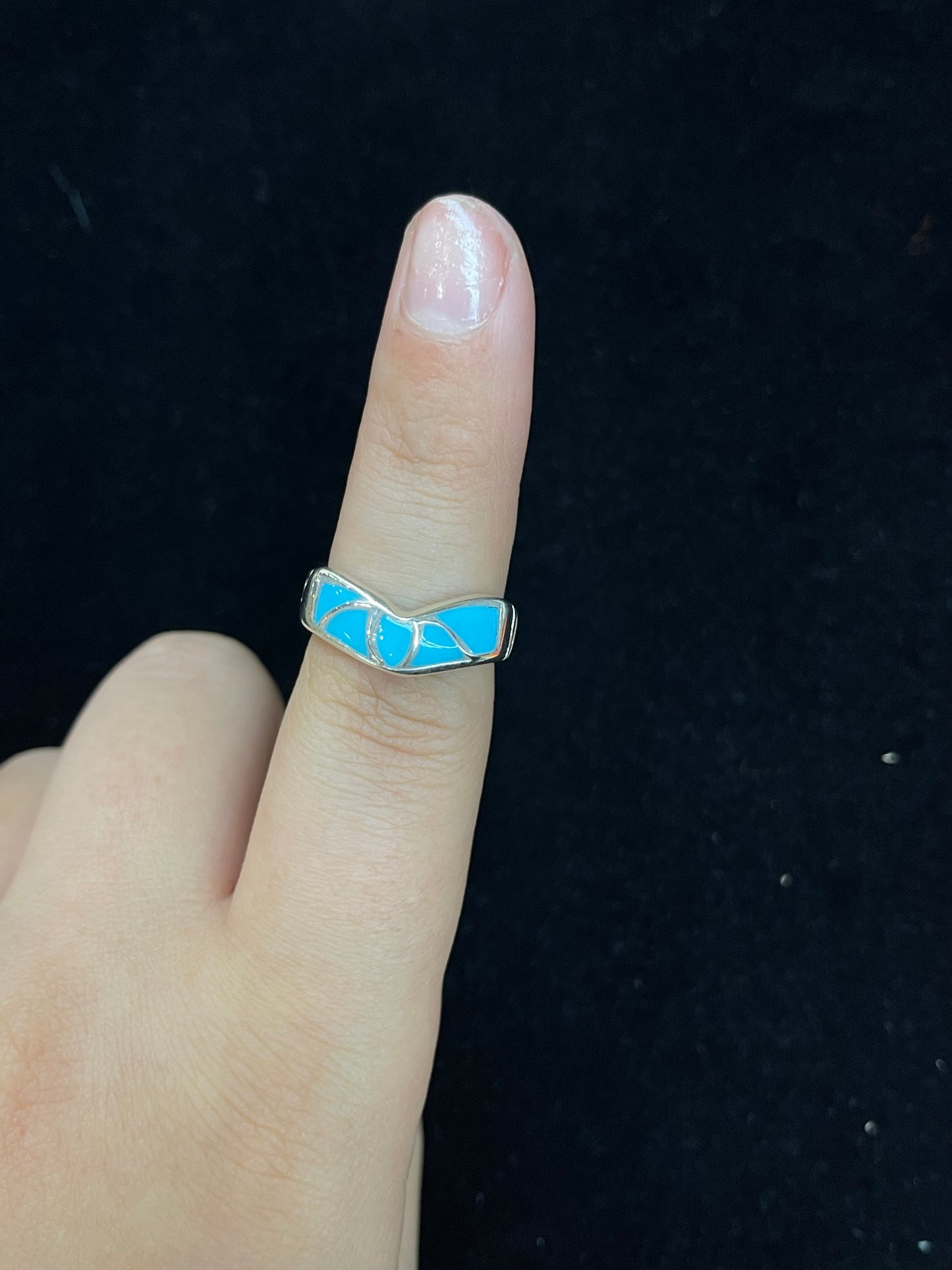 6.5 Turquoise Inlay Ring by Orena Leekya, Zuni