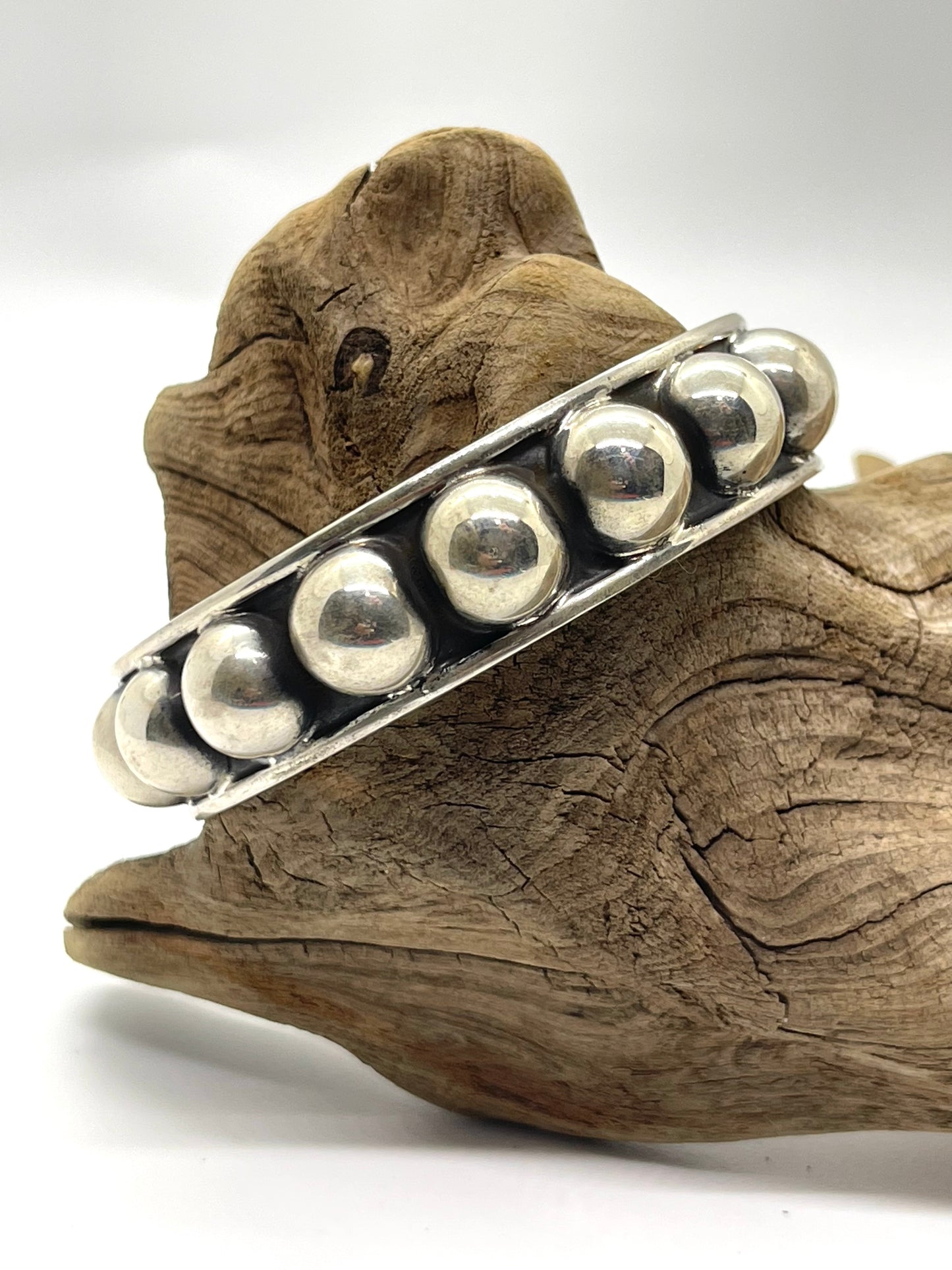 Sterling Silver Bubble Bangle with 12mm Silver Dot