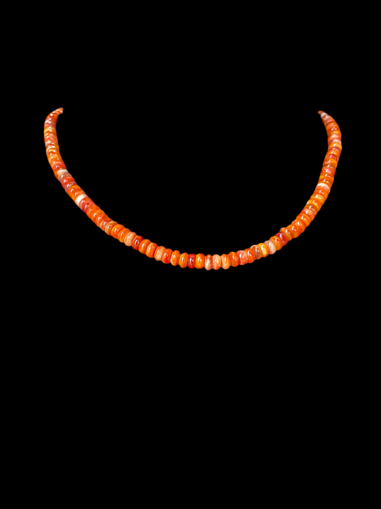 16" Dark Orange Spiny Oyster Shell Necklace