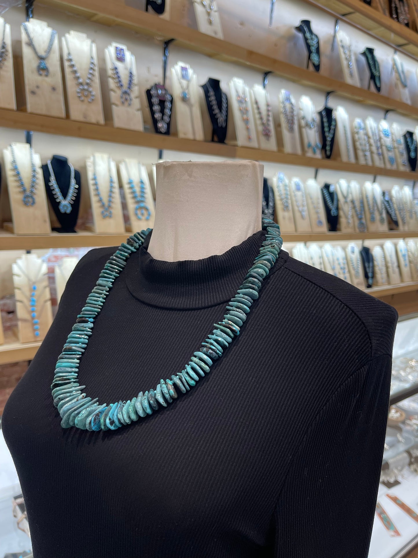 24" Turquoise Teardrop Slab Necklace