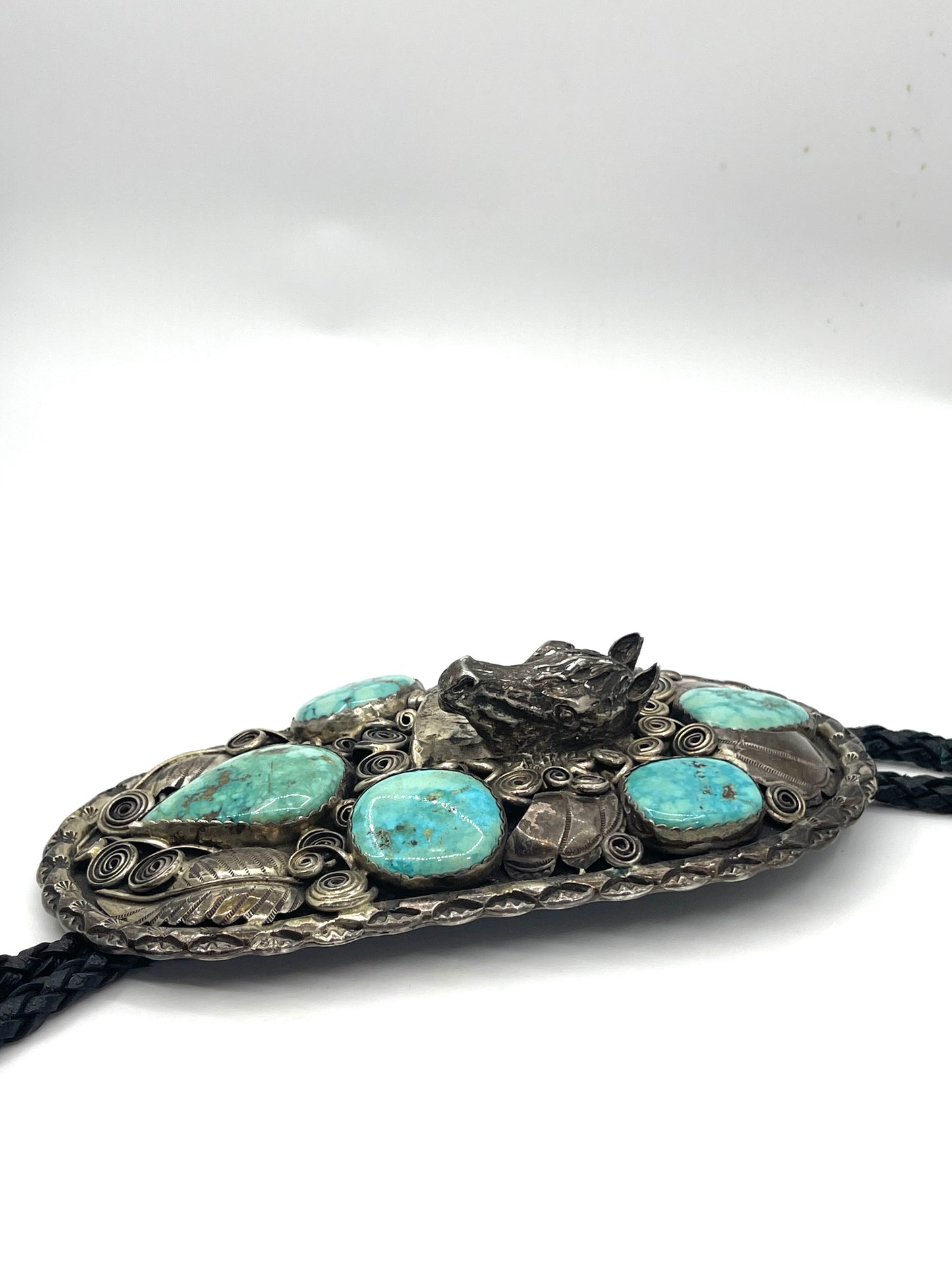 Vintage Bolo Tie & Belt Buckle Set Stamped "GR"