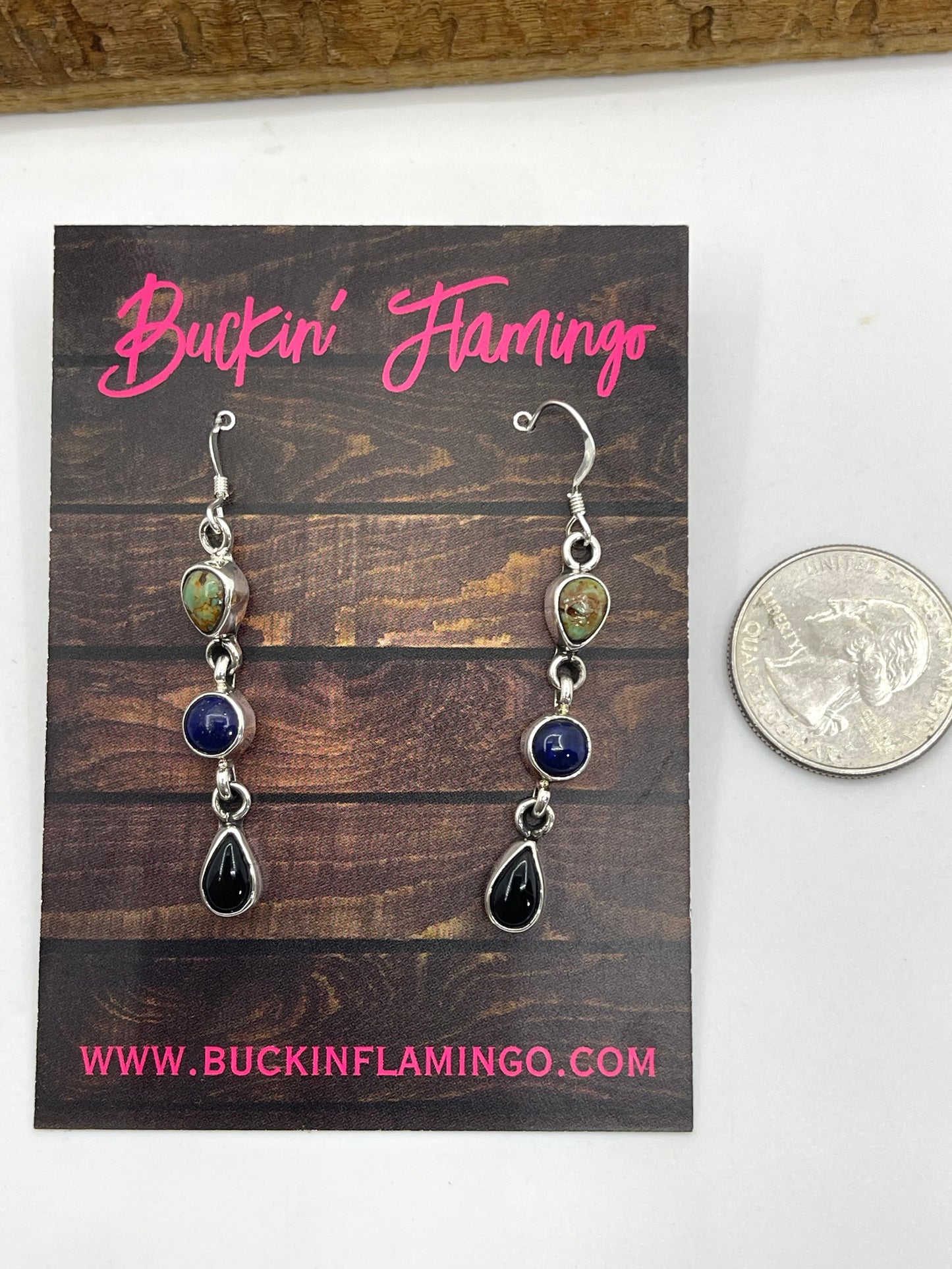 3 Stone Multi Stone Dangle Earrings