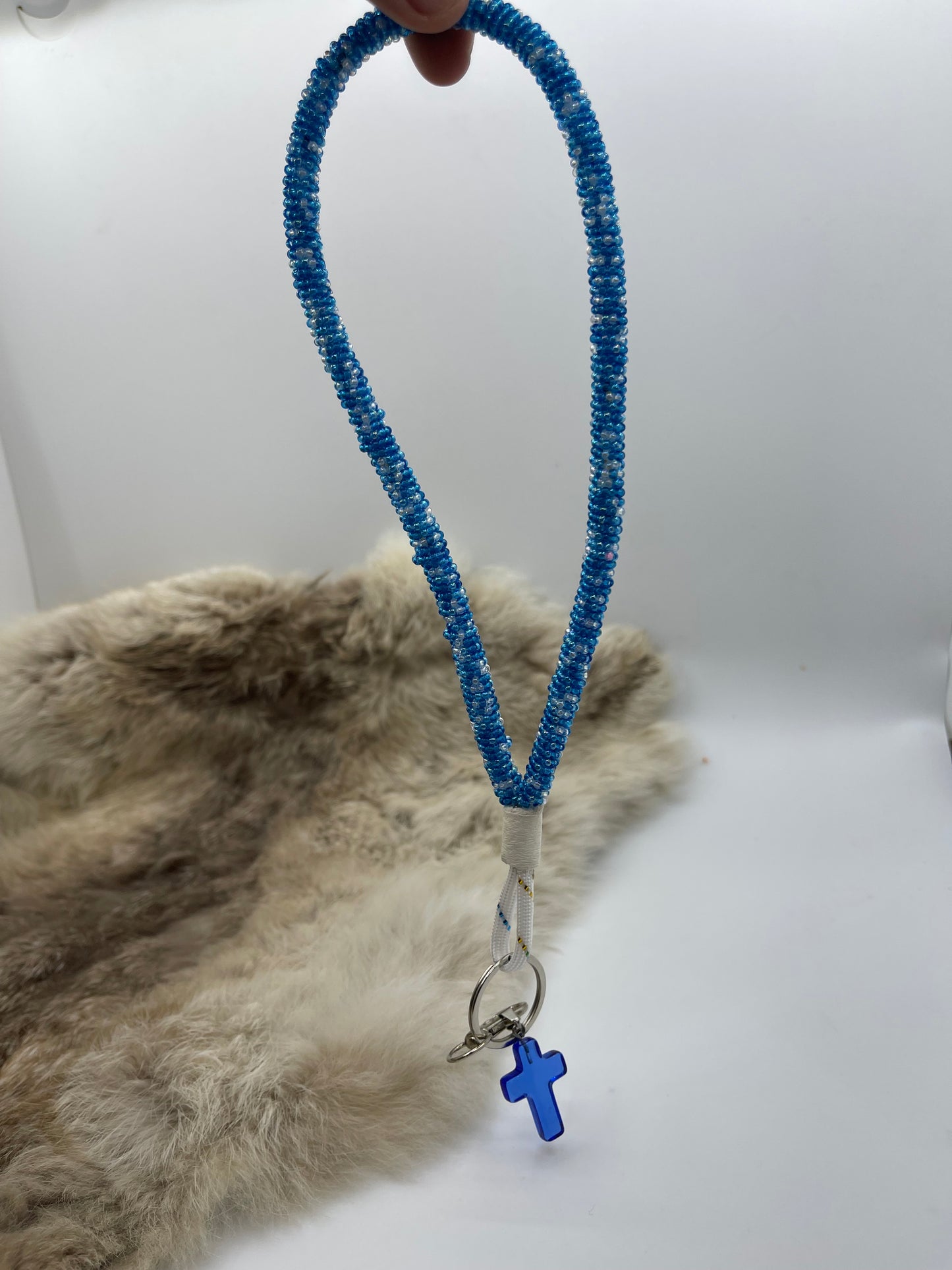 Blue Beaded Key Chain by Lillian & Vernon Steele, Apache