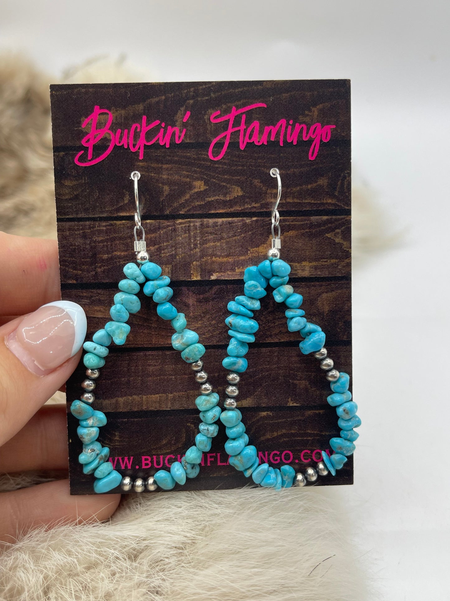 Turquoise Chunks & Navajo Style Pearl Teardrops