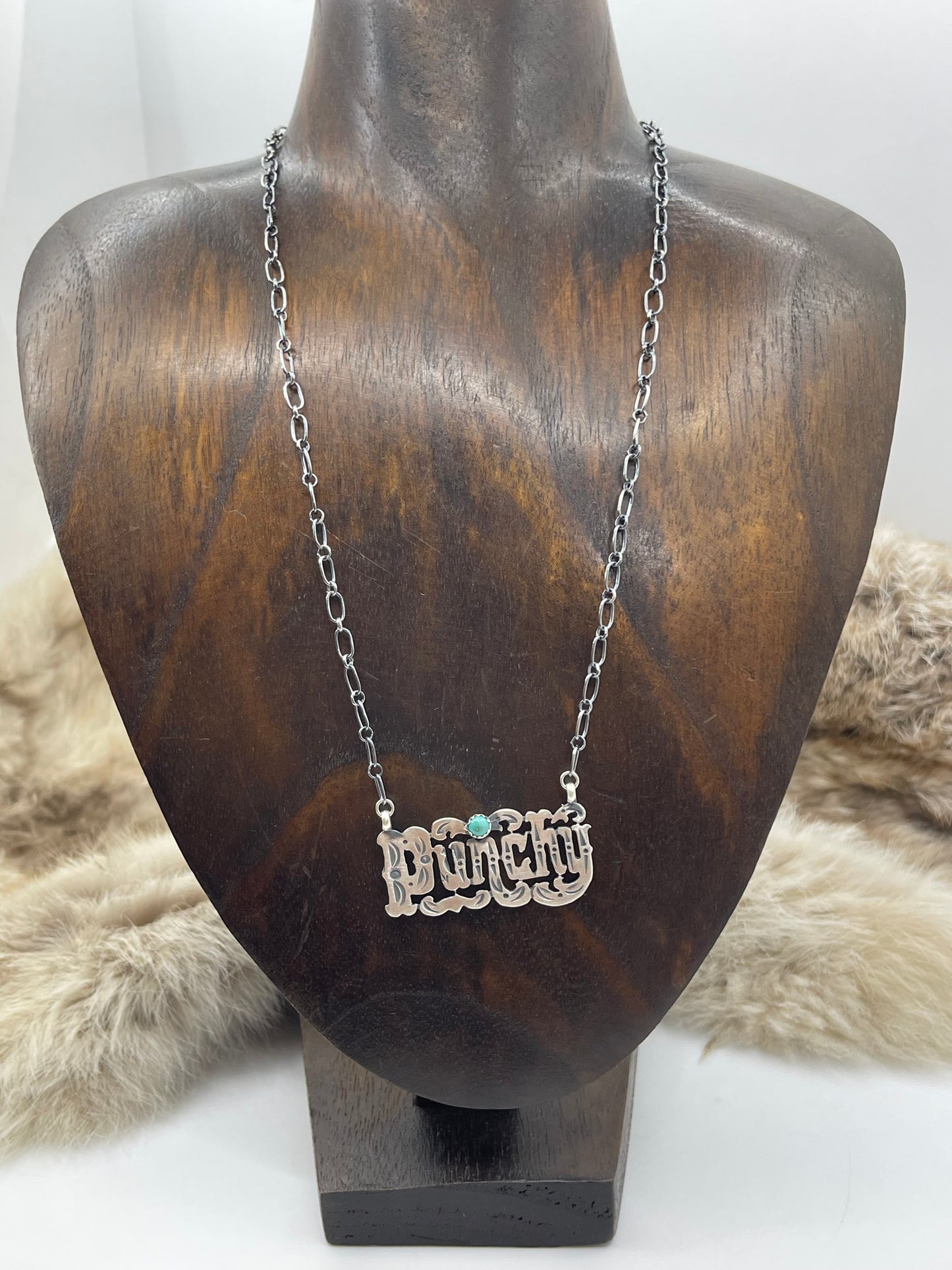 18" “Punchy” Necklace with Turquoise by Jerome Lee, Navajo